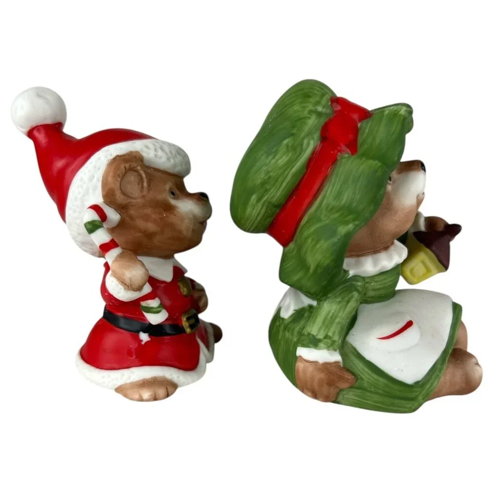 1980s‎ Homco Christmas Bear Figurine Family Set Of 3 Poppa Momma Baby #5600 VTG